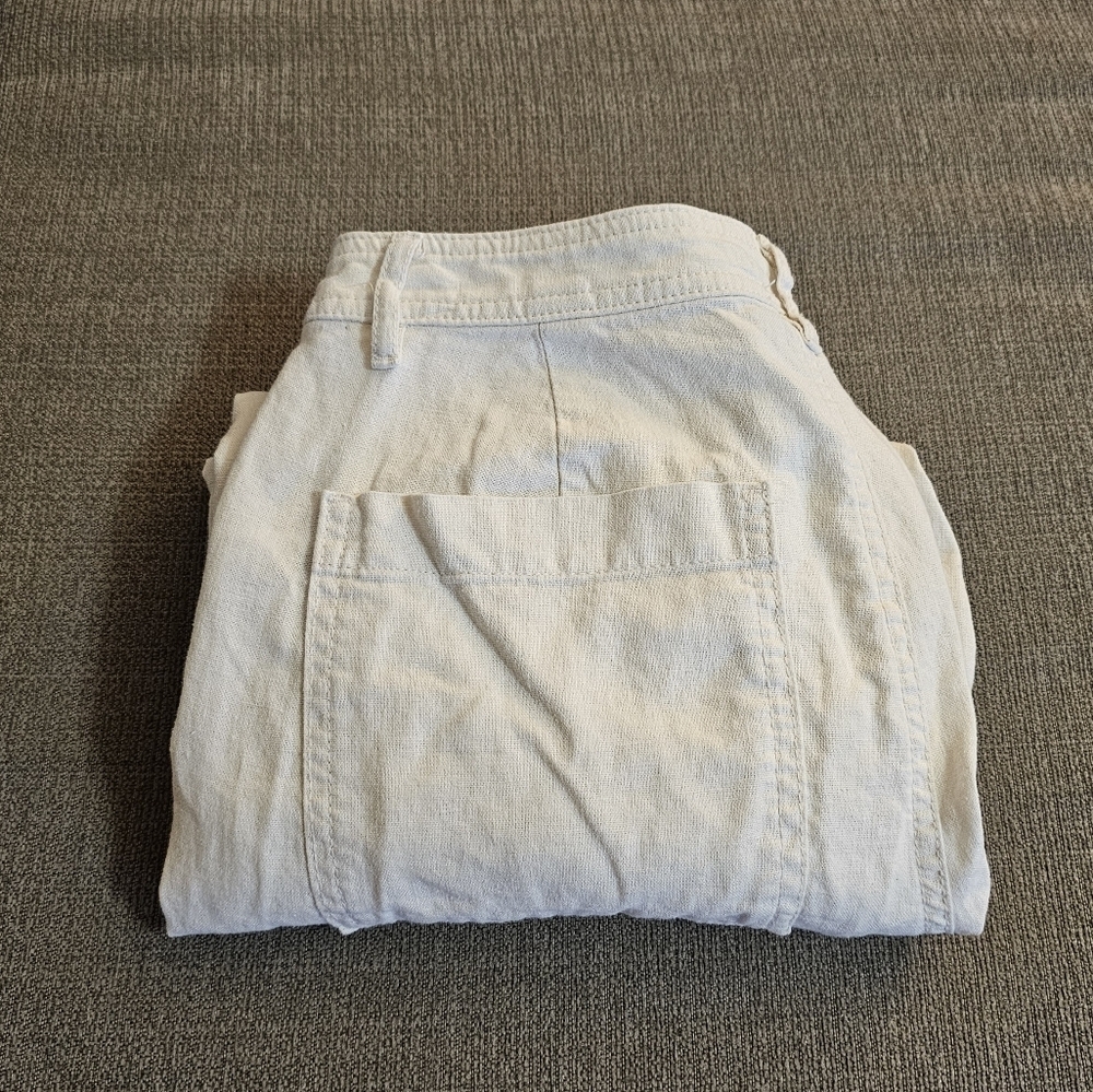 A New Day Cream Cargo Linen Blend Relaxed Baggy Casual Neutral Pants Size 4 - Picture 8 of 8